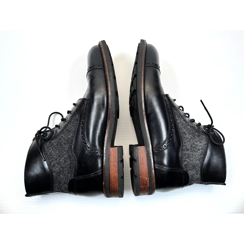 Johnson & Murphy 1850 Fullerton Cap-Toe Boots Mens 8.5 EUC Black Leather 27-1711